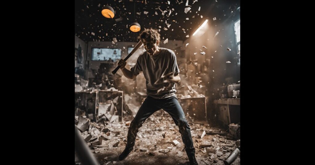 Top 5 Best Rage Rooms in Manchester 6 a man gets anger in rage room