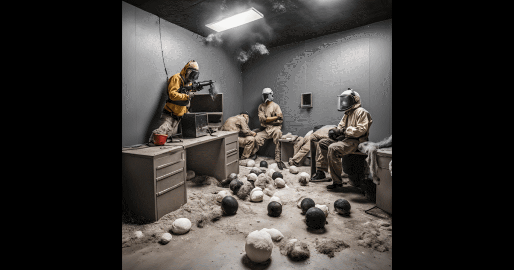 Top 5 Best Rage Rooms in Manchester 4 men talking in rage room