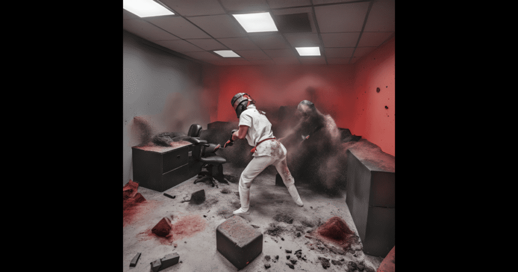 Top 5 Best Rage Rooms in Manchester 3 a man breaking rocks on rage room