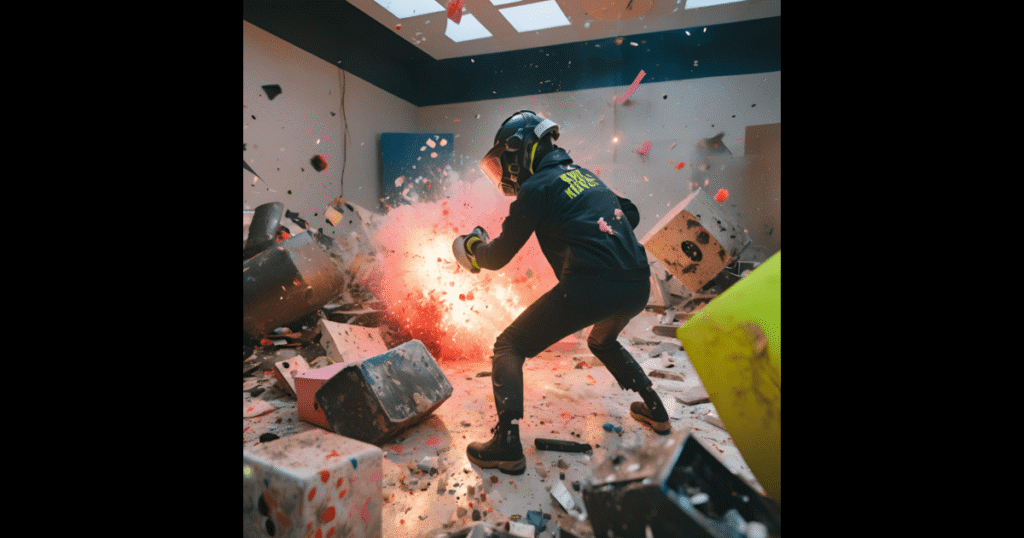 Top 5 Best Rage Rooms in Manchester 2 a man play with fire in rage room