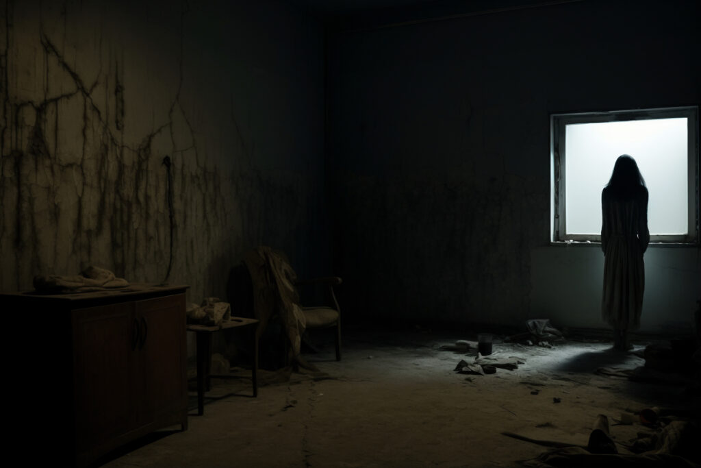 What are Rage Rooms? Stress-Relief Trend 3 a dark room with a window and a chair